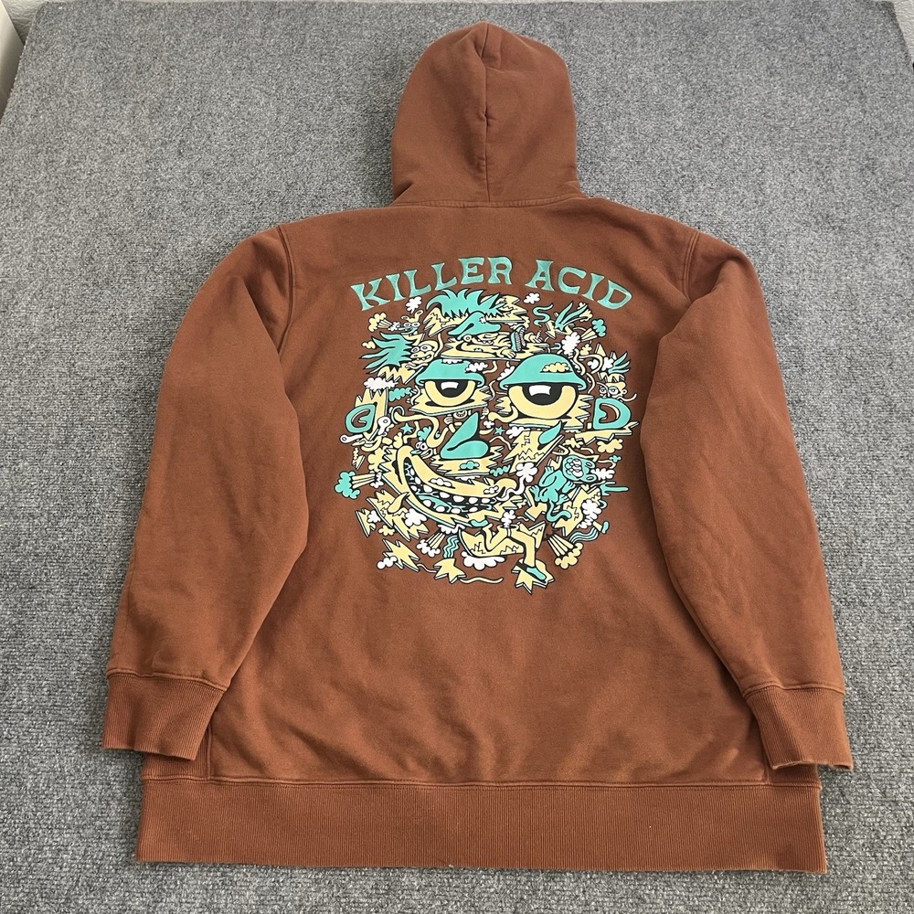 Killer Acid KEEP IT STUPID DELUXE HOODIE Jacket Mens Size XL Brown Orange